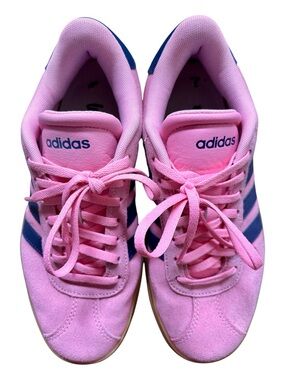 adidas Pink Suede Sneakers with Navy Stripes